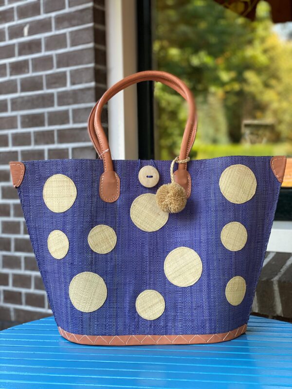 tas met stippen blauw