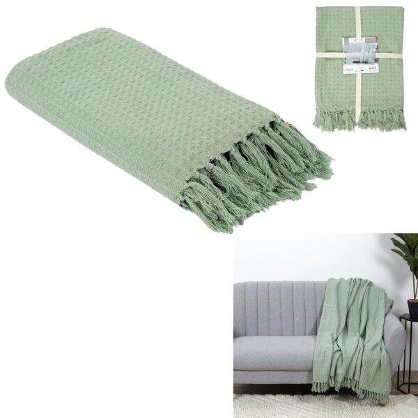 Plaid Wafel Lichtgroen - Afbeelding 4